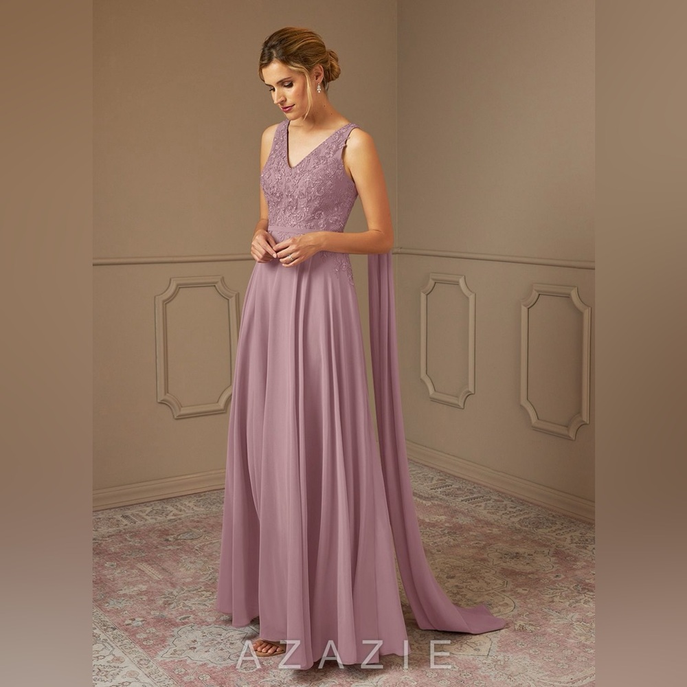 AZAZIE JOULES Dusty Rose A-Line Sequins Chiffon Dress
